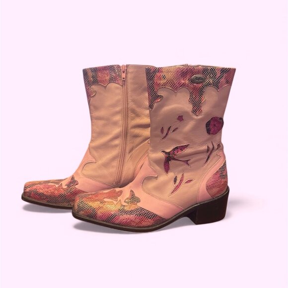 Buffalo London Pink Floral Cowboy Boots – Size EU 39 / US 8.5 - Picture 4 of 6